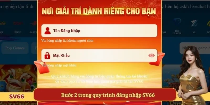 Bước 2 trong quy trình đăng nhập SV66