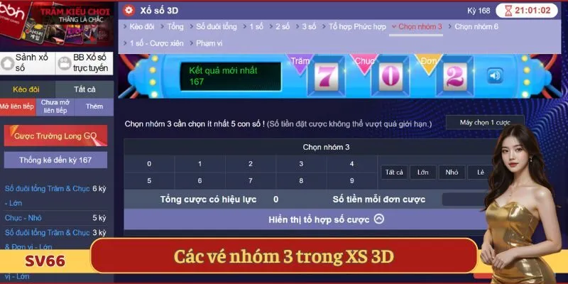 Các vé nhóm 3 trong XS 3D