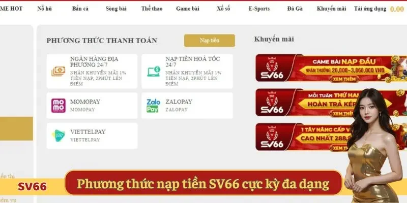 Phương thức nạp tiền SV66 cực kỳ đa dạng
