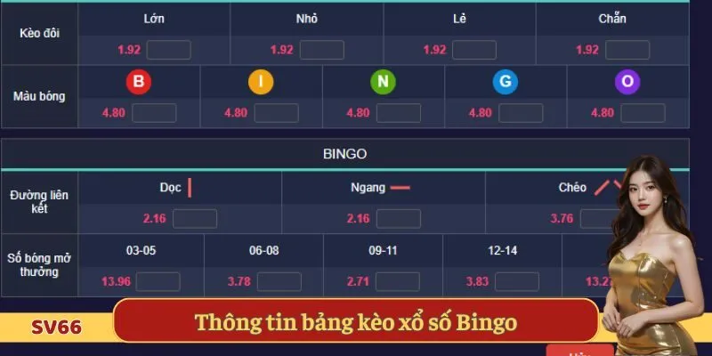Thông tin bảng kèo xổ số Bingo